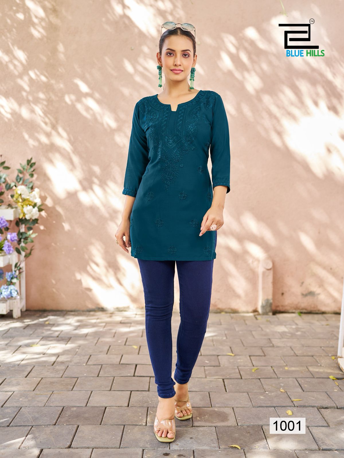 Raha Blue Hills Viscose Modal Short Kurtis Wholesaler India