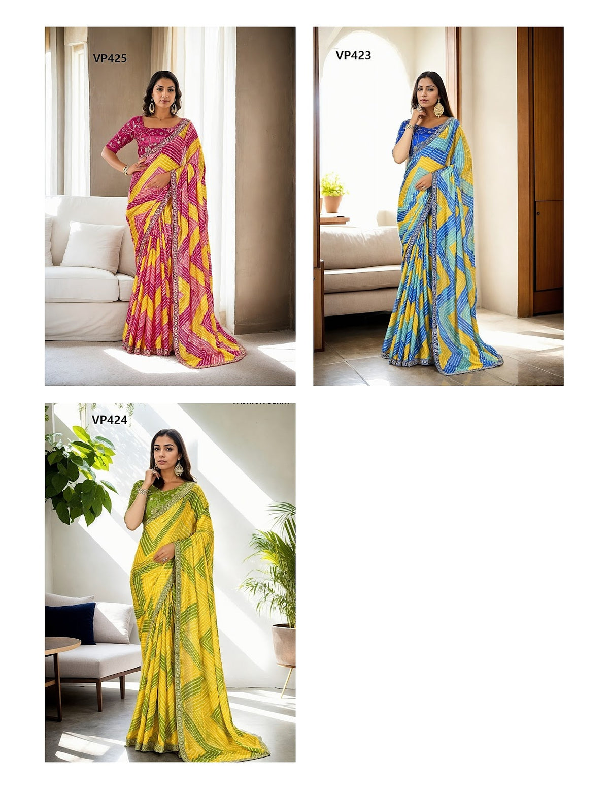 Rahi Vp423 To Vp425 Fashion Berry Crepe Sarees Wholesale Rate