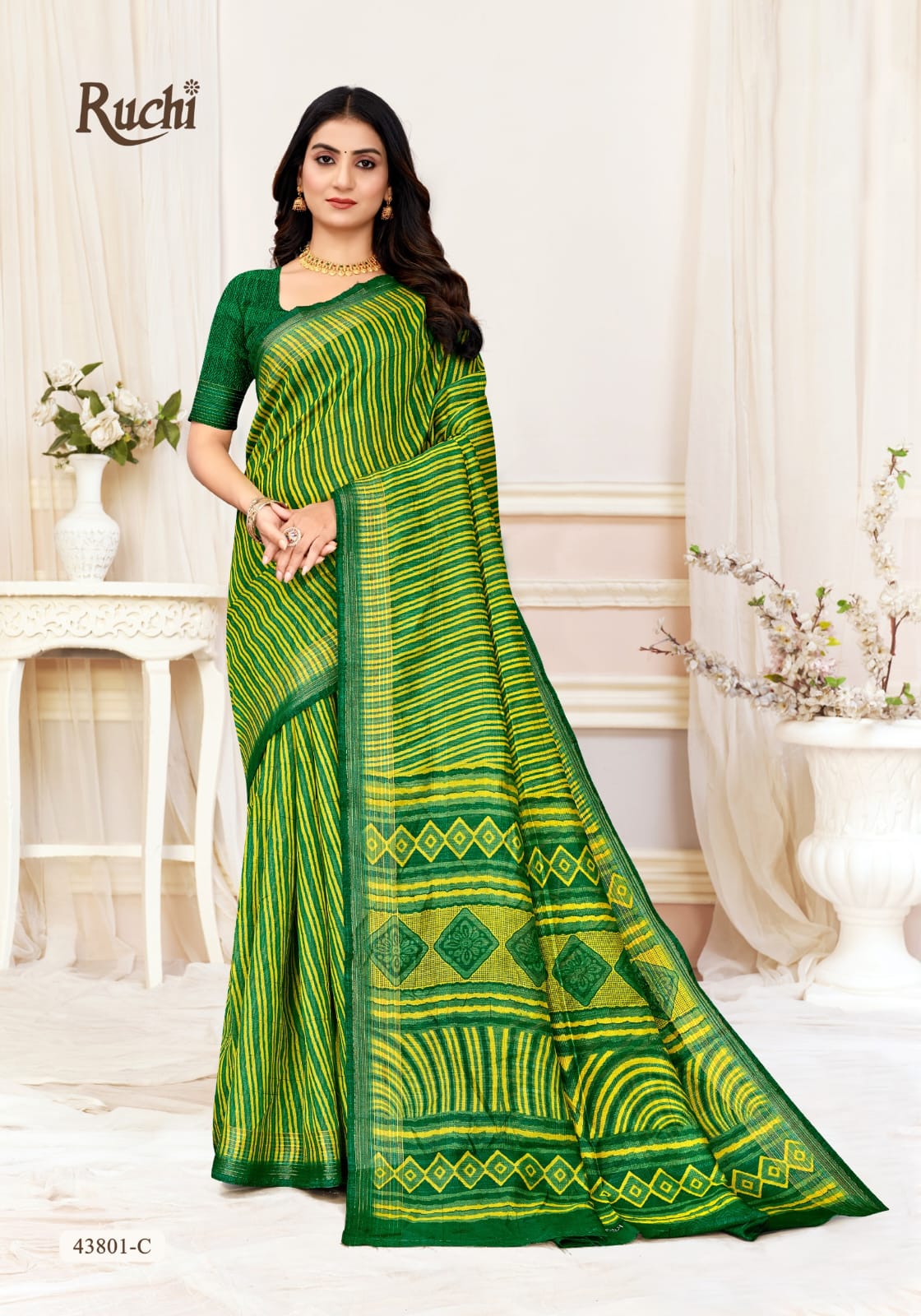 Rainbow Silk Ruchi Linen Silk Sarees Supplier Gujarat