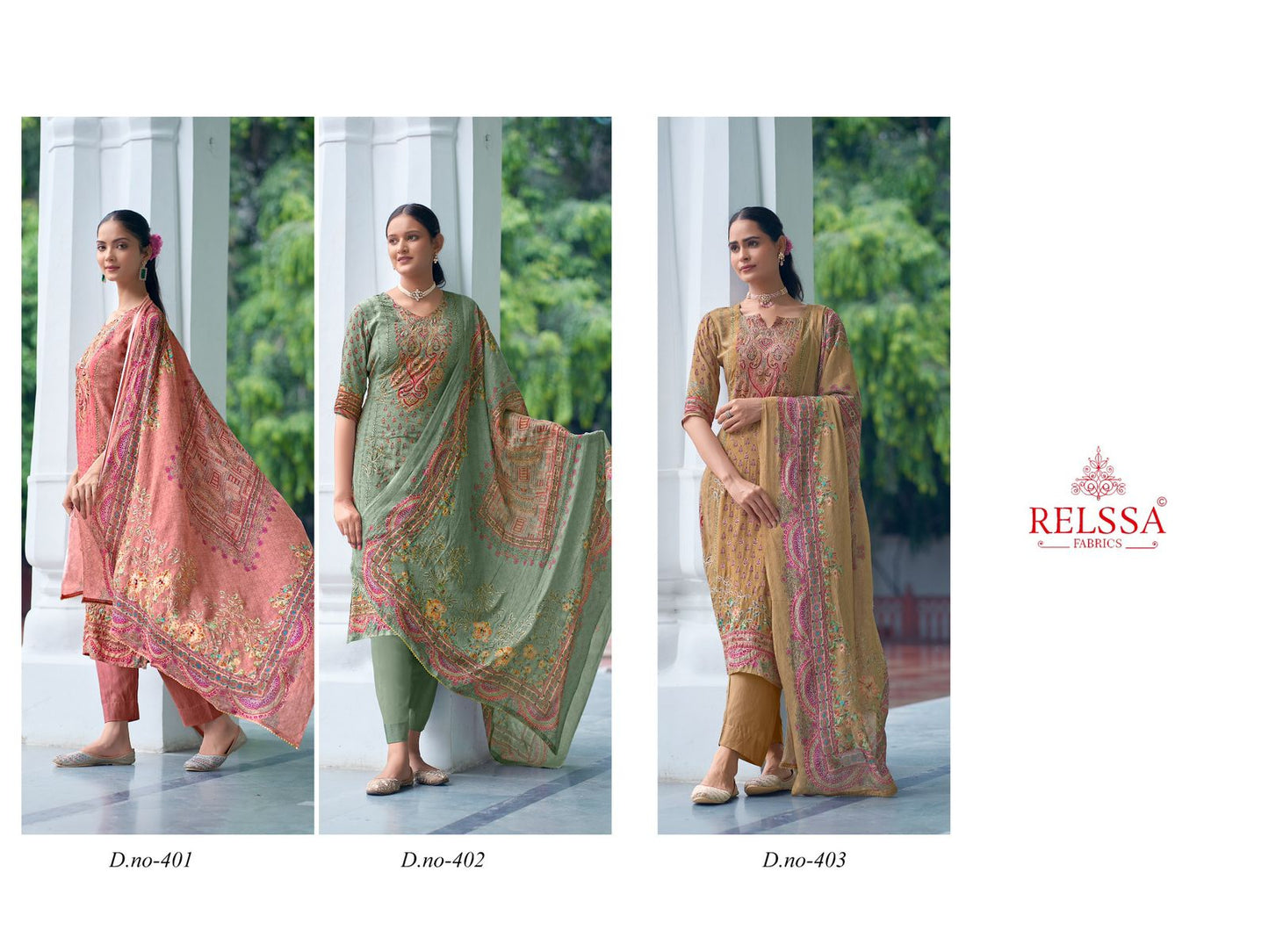 Rainbow Vol 4 Relssa Fabrics Muslin Pant Style Suits Wholesaler Ahmedabad