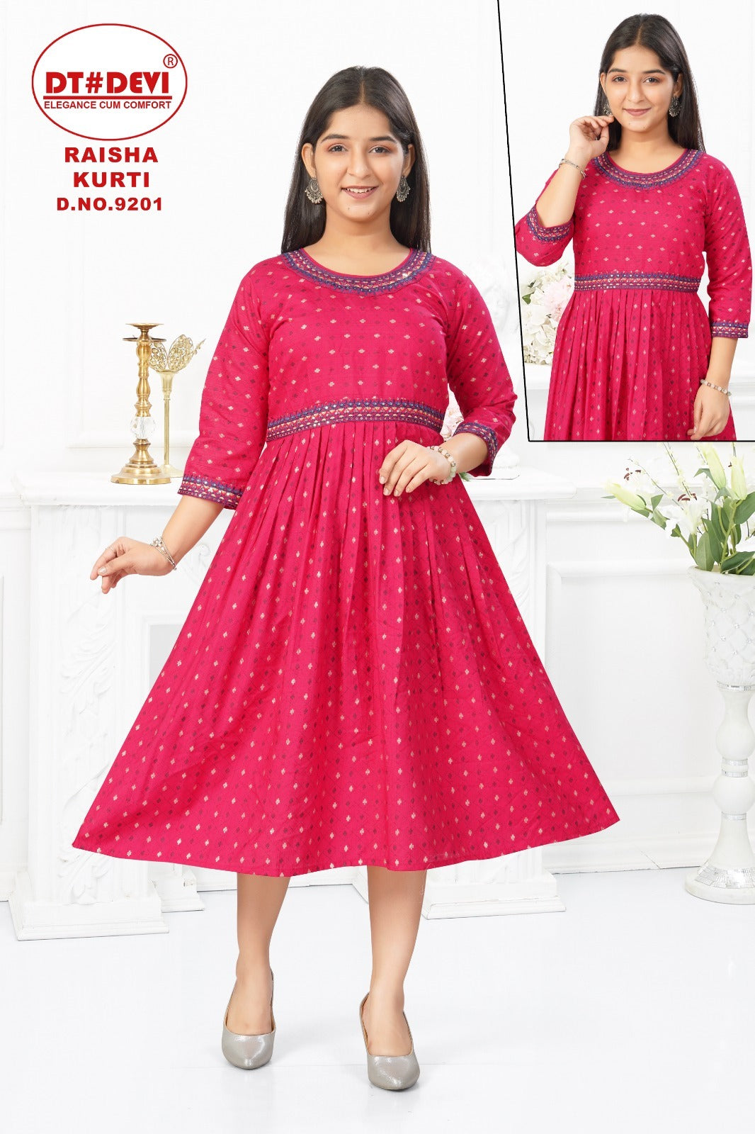 Raisha Dn 9201 Dt Devi Vetican Girls Anarkali Kurti Supplier