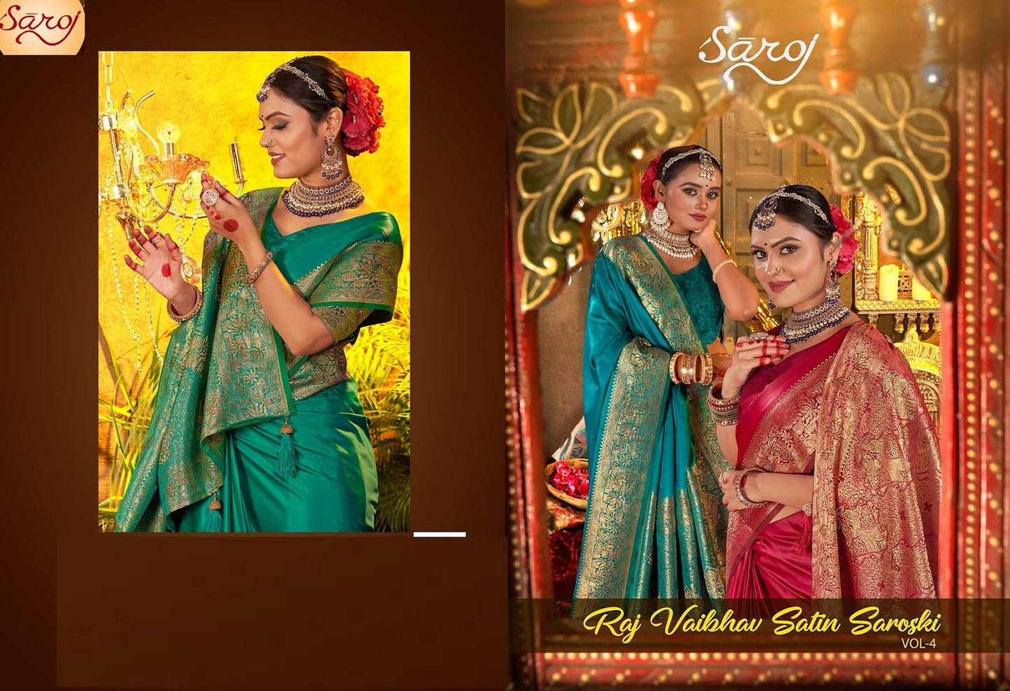 Rajvaibhav Sattin Swaroski Vol 4 Saroj Silk Sarees Supplier Ahmedabad