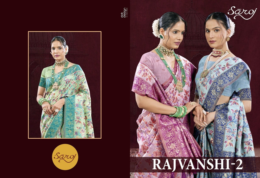Rajvanshi 2 Saroj Pure Linen Sarees Manufacturer Gujarat