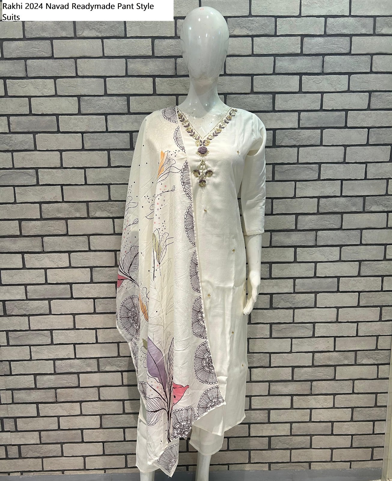 Rakhi 2024 Navad Roman Silk Readymade Pant Style Suits Exporter Gujarat
