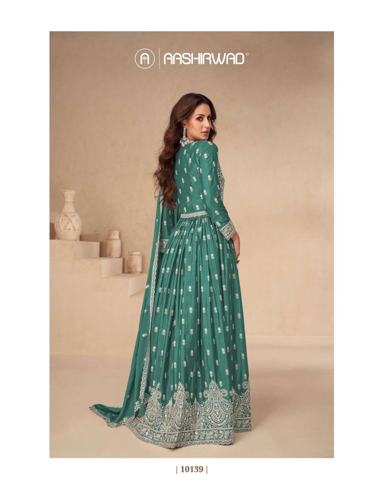 Rakhi Aashirwad Creation Chinon Silk Readymade Skirt Style Suits Exporter India