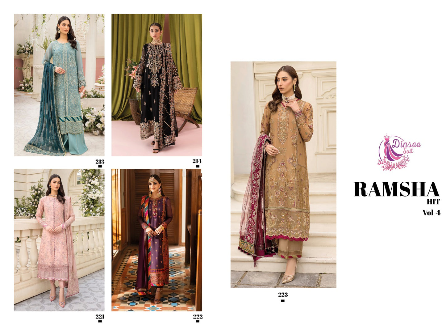 Ramsha Hit Vol 4 Dinsaa Suit Fox Georgette Pakistani Salwar Suits
