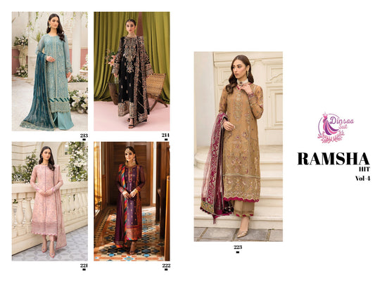 Ramsha Hit Vol 4 Dinsaa Suit Fox Georgette Pakistani Salwar Suits