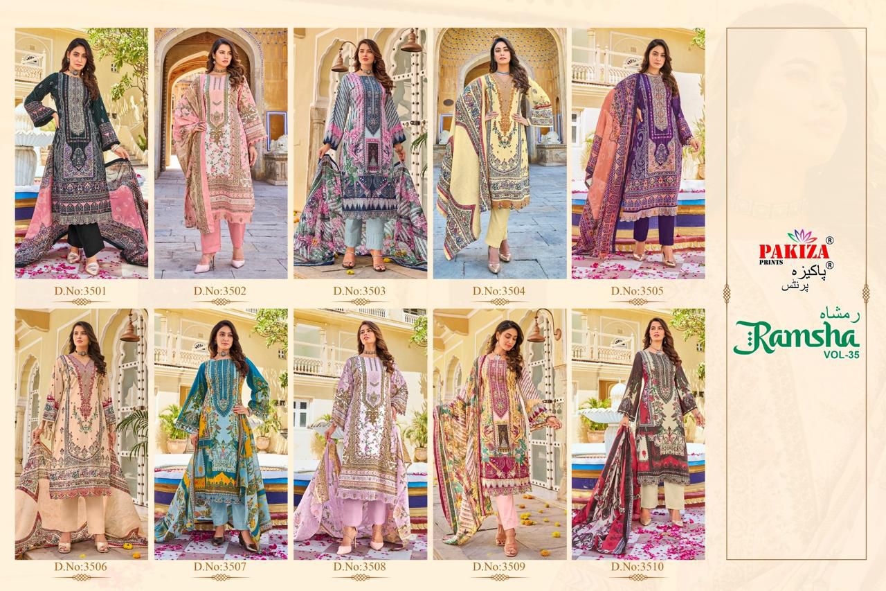 Ramsha Vol 35 Pakiza Prints Lawn Cotton Karachi Salwar Suits