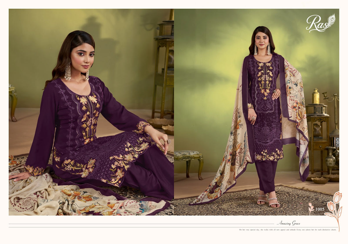 Rang E Bahar Ras Prasang Viscose Muslin Pant Style Suits Supplier