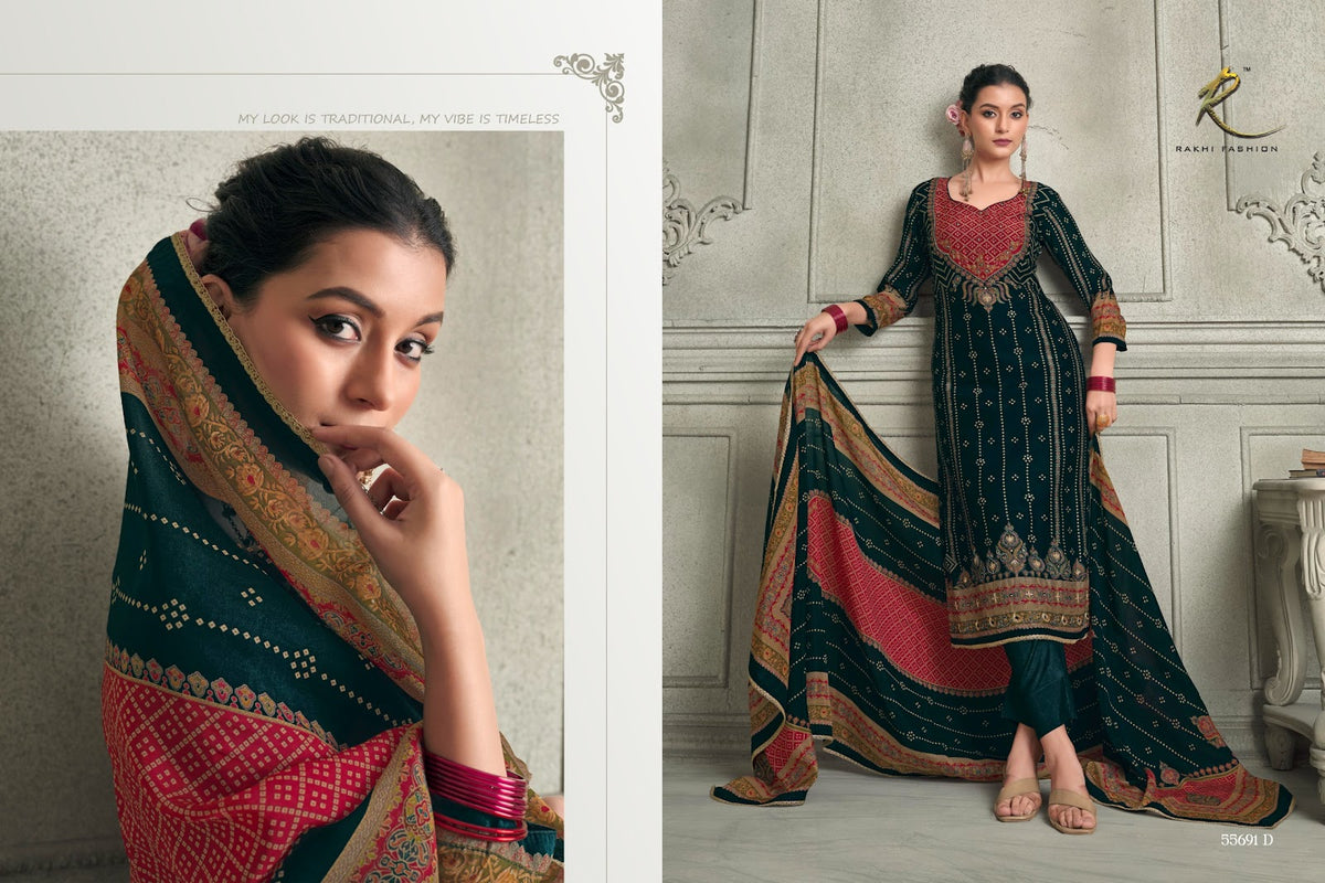 Rang E Haya 55691 Rakhi Fashion Bemberg Silk Pakistani Salwar Suits Exporter