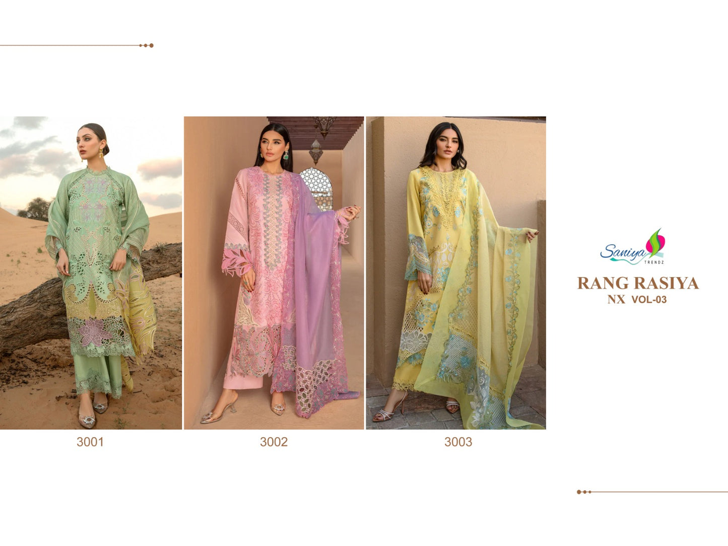 Rang Rasiya Vol 3 Nx Saniya Trendz Cotton Pakistani Salwar Suits Supplier
