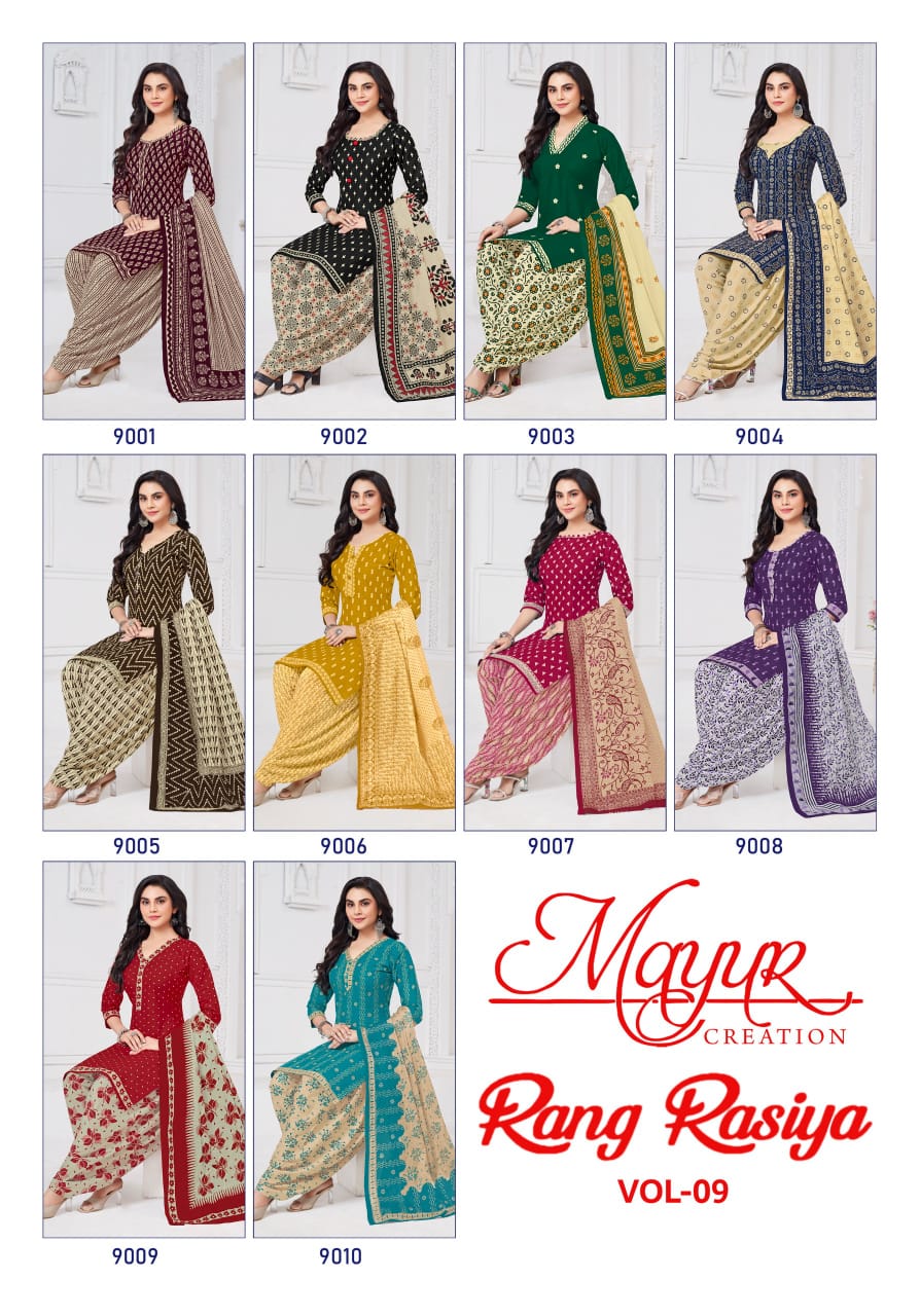 Rang Rasiya Vol 9 Mayur Creation Cotton Dress Material Wholesaler