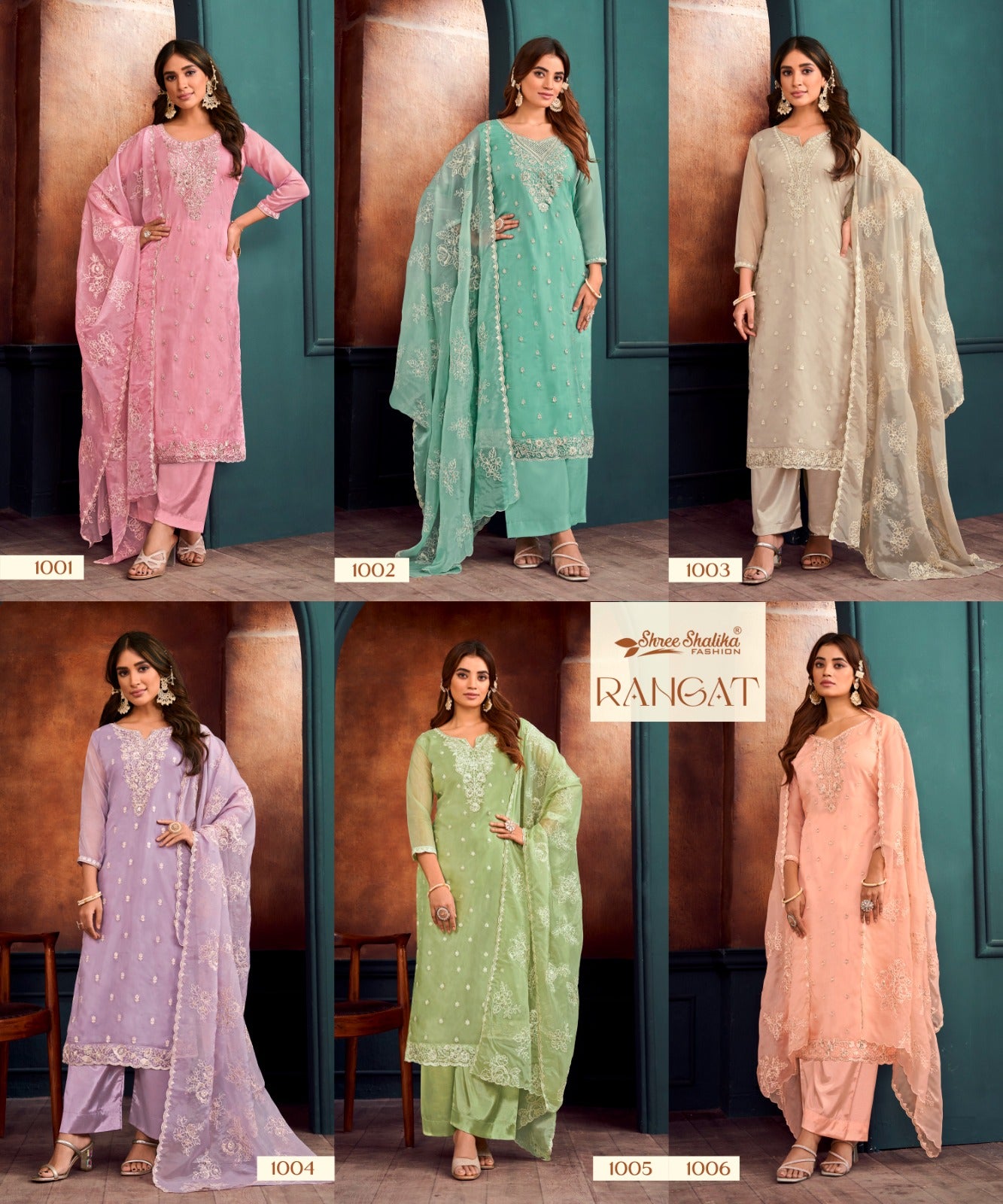 Rangat Shree Shalika Fashion Organza Pant Style Suits Wholesale Rate