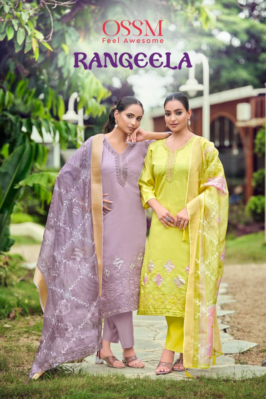 Rangeela Ossm Roman Silk Readymade Pant Style Suits Manufacturer Gujarat