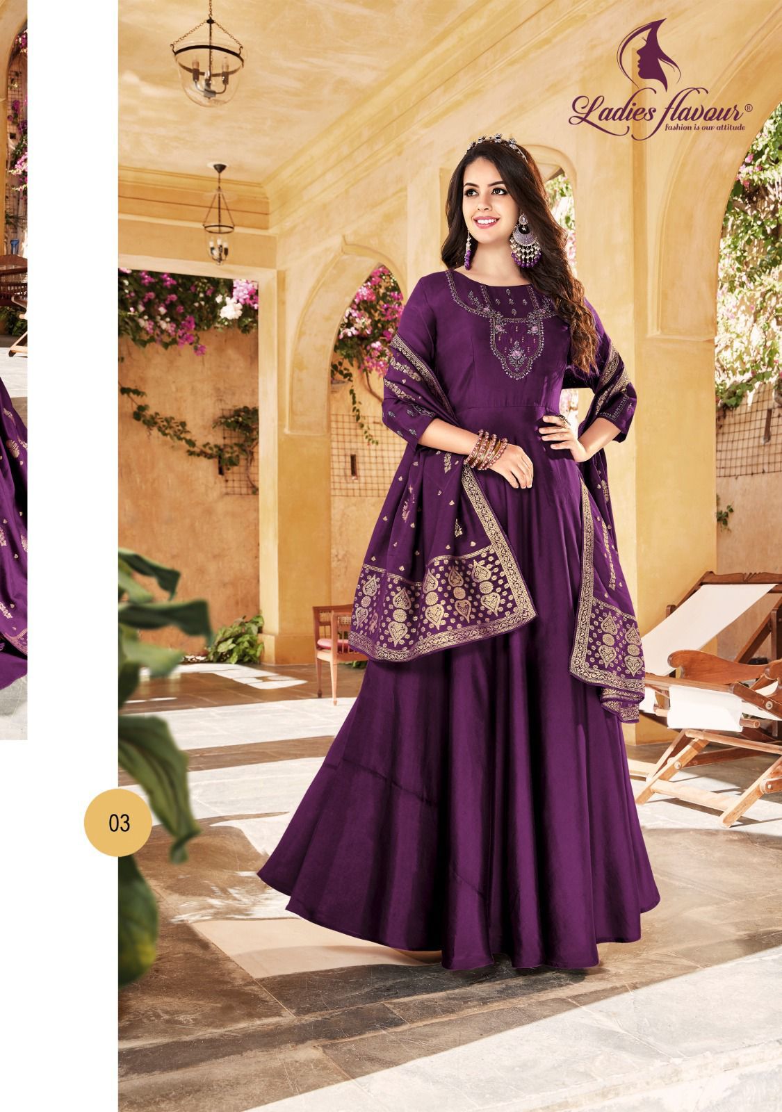 Rangrez Ladies Flavour Silk Gown Dupatta Set