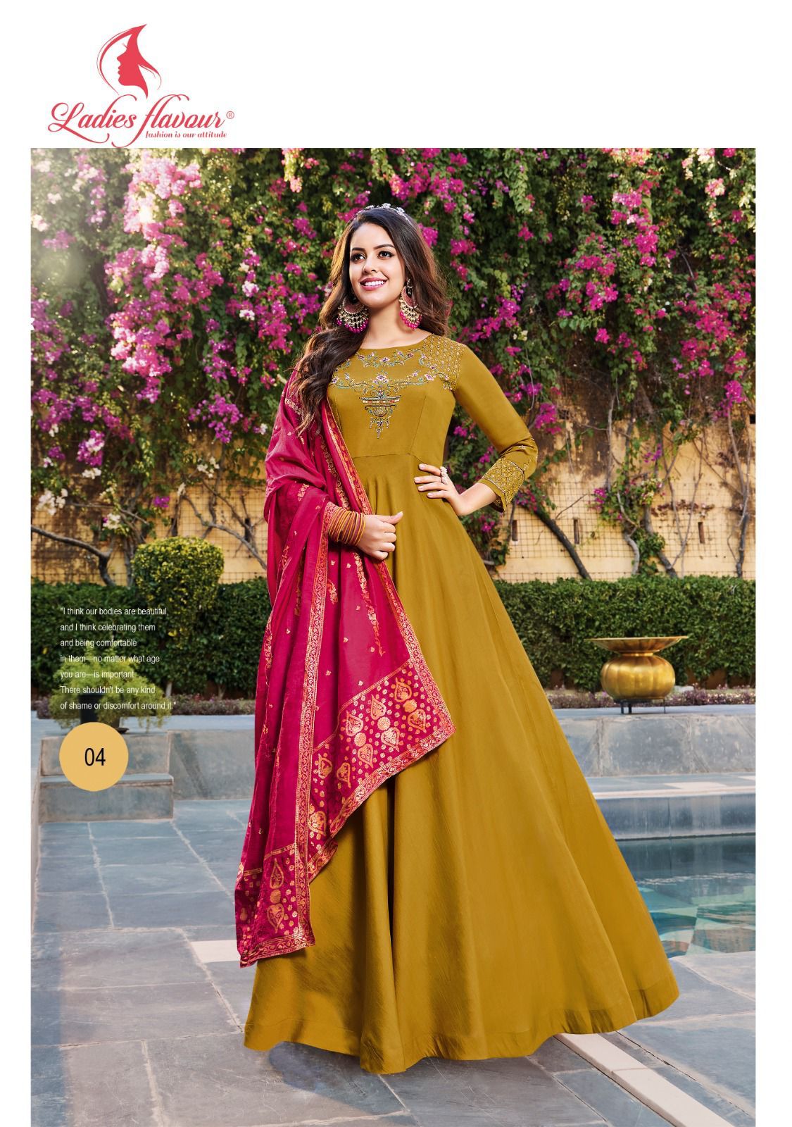 Rangrez Ladies Flavour Silk Gown Dupatta Set