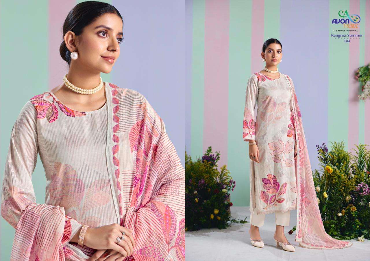 Rangrez Summer Avon Trendz Cotton Cambric Pant Style Suits Supplier Gujarat