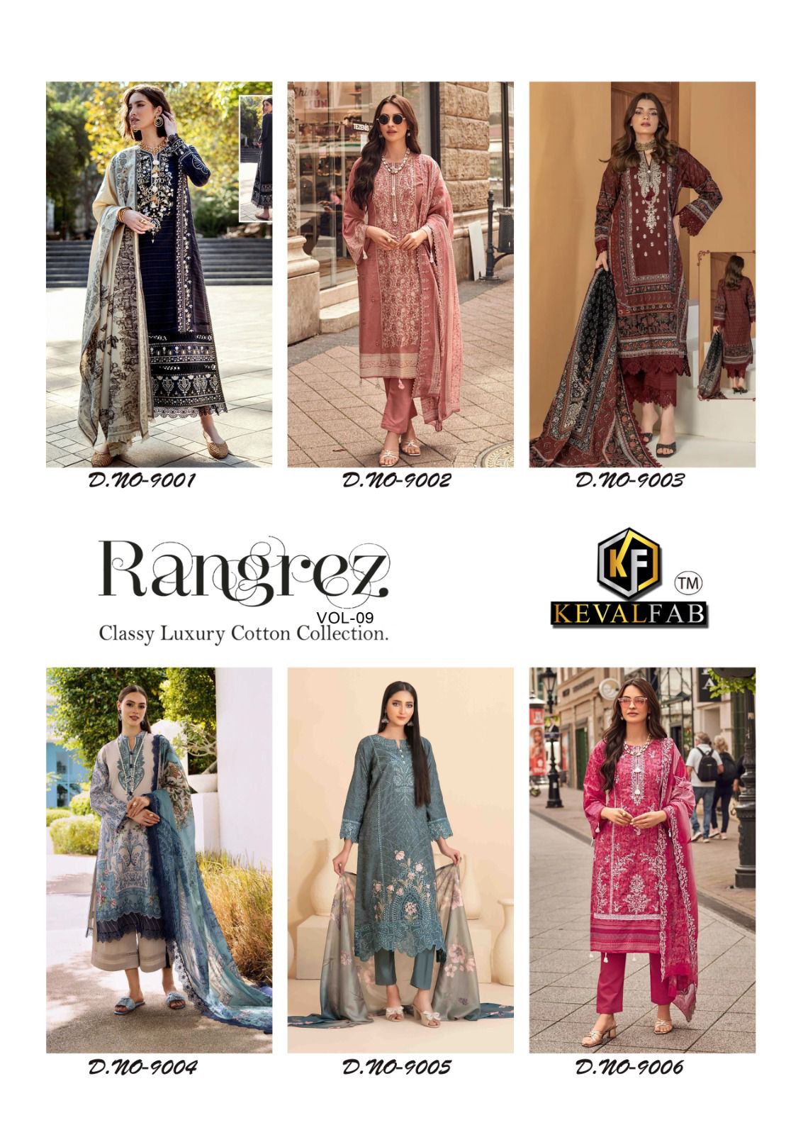Rangrez Vol 9 Classy Luxury Cotton Collection Keval Fab Karachi Salwar Suits Wholesale Price