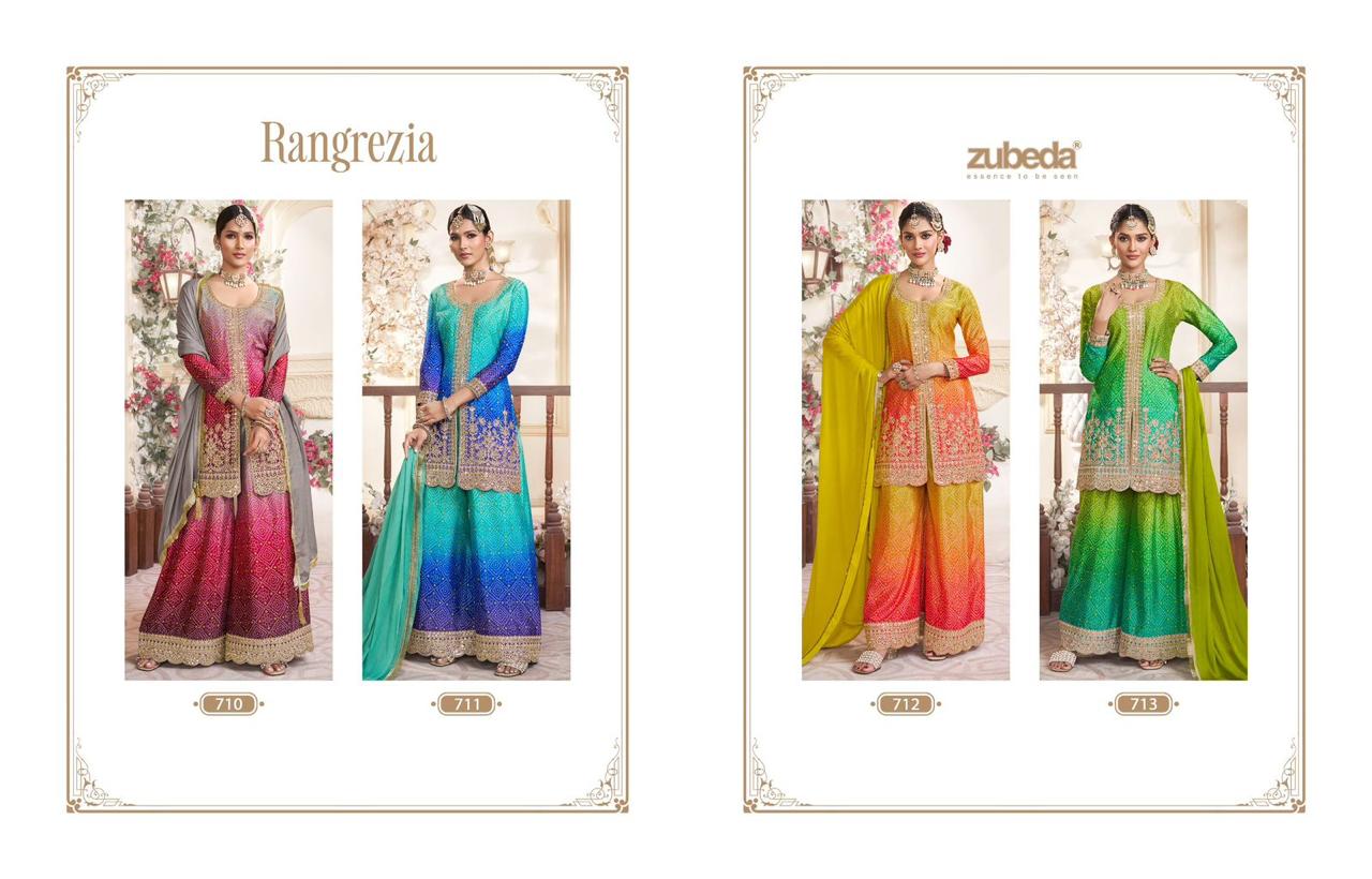 Rangrezia Zubeda Chinon Silk Pakistani Readymade Suits Supplier