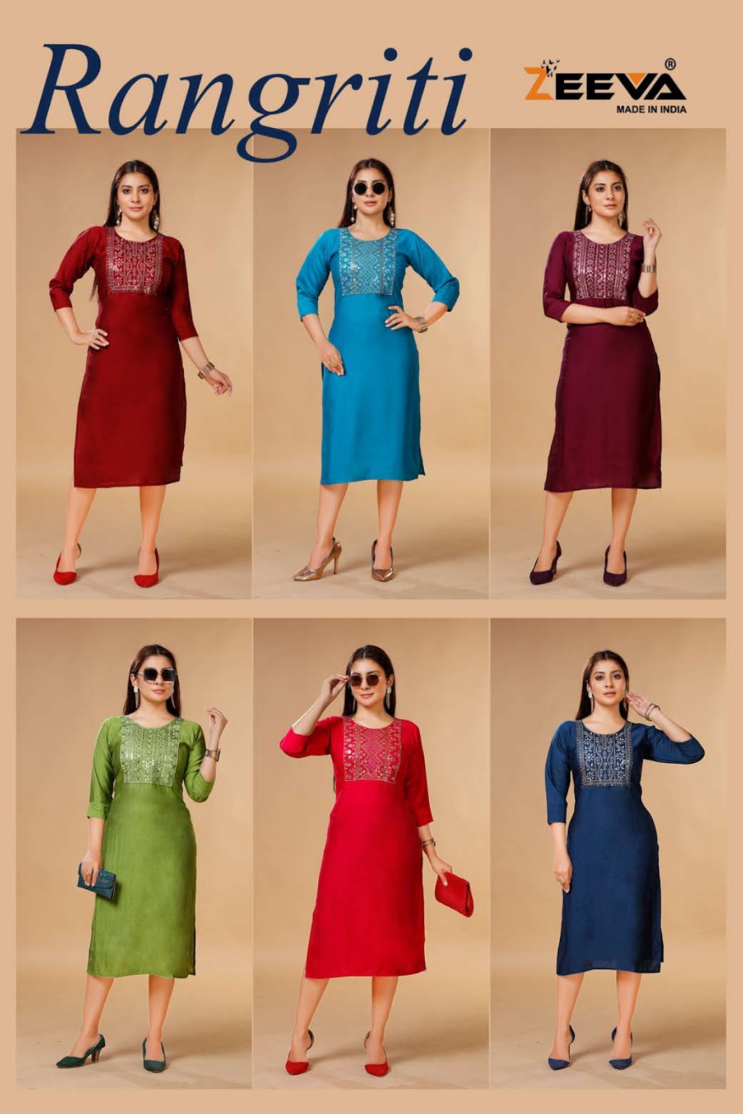Rangriti Zeeva Fancy Rayon Knee Length Kurtis