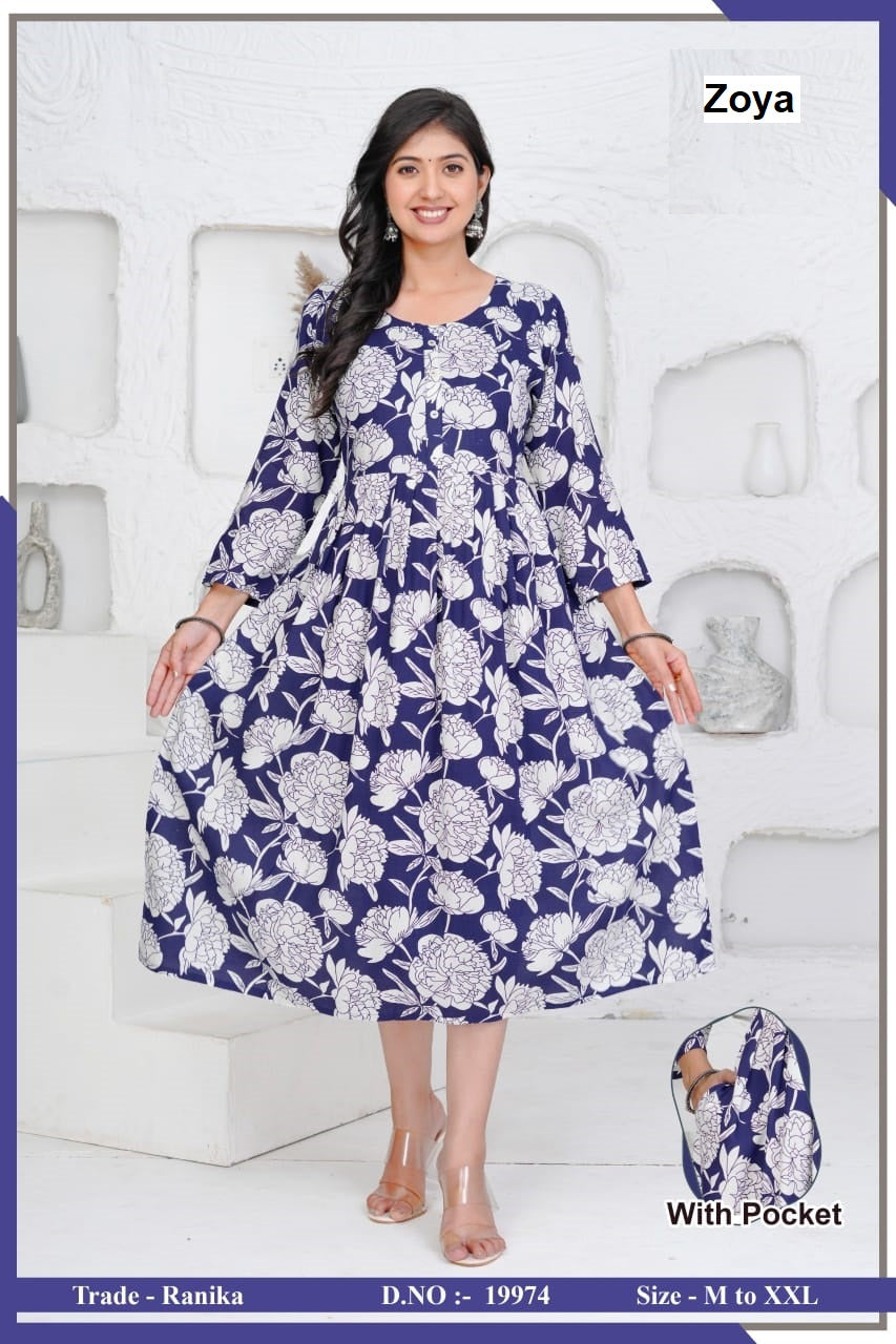 Ranika Zoya Rayon Kurti With Pocket Wholesaler India