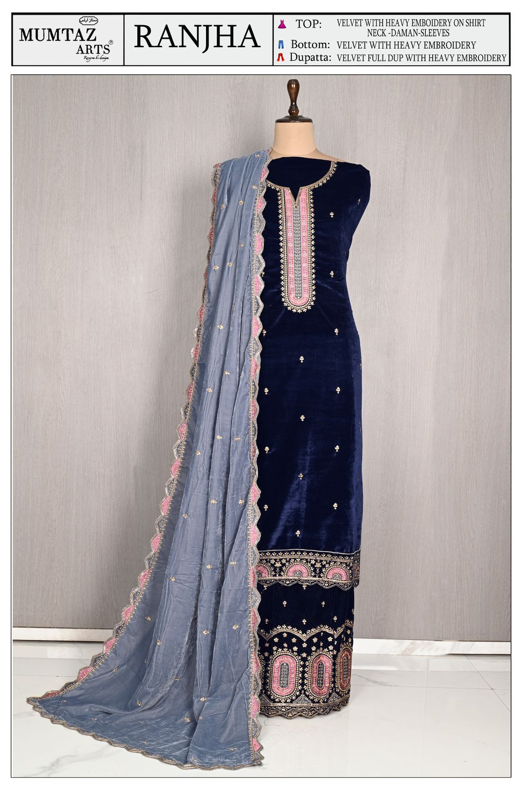 Ranjha Mumtaz Arts Velvet Suits Wholesaler Ahmedabad