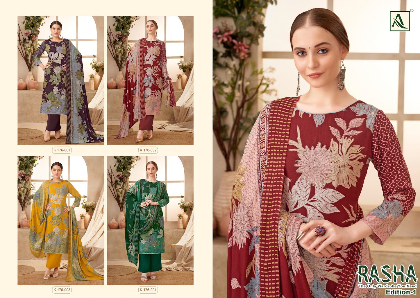 Rasha Edition 1 Alok Viscose Pashmina Suits Supplier