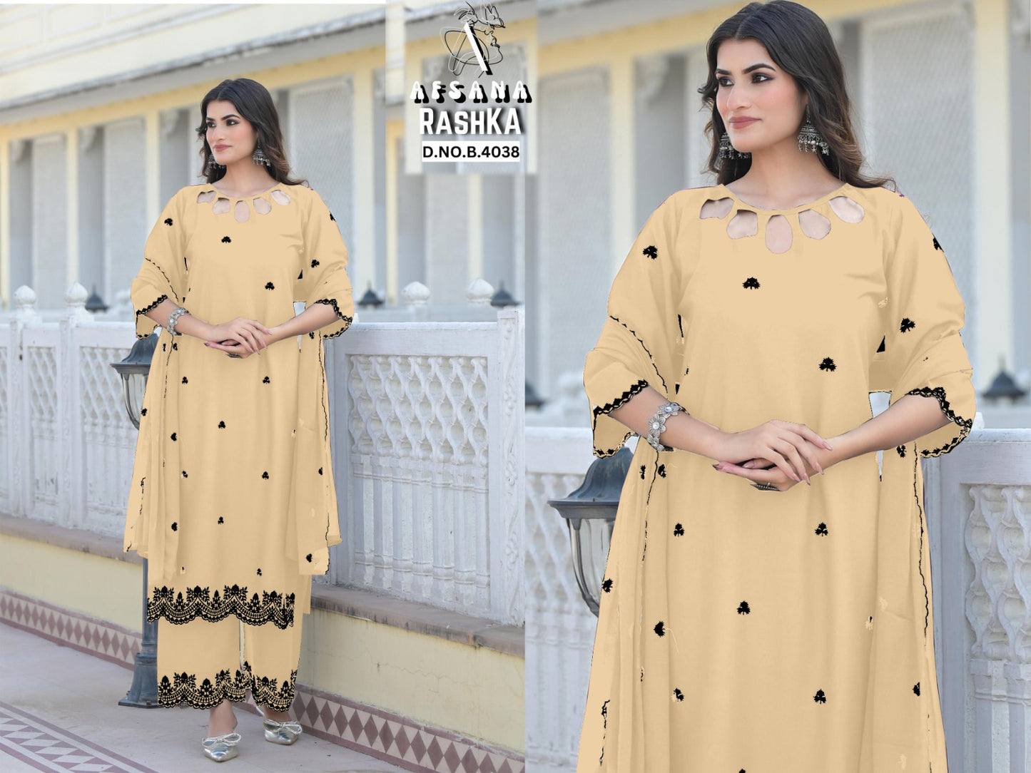 Rashka Afsana Viscose Rayon Readymade Pant Style Suits Wholesale Price