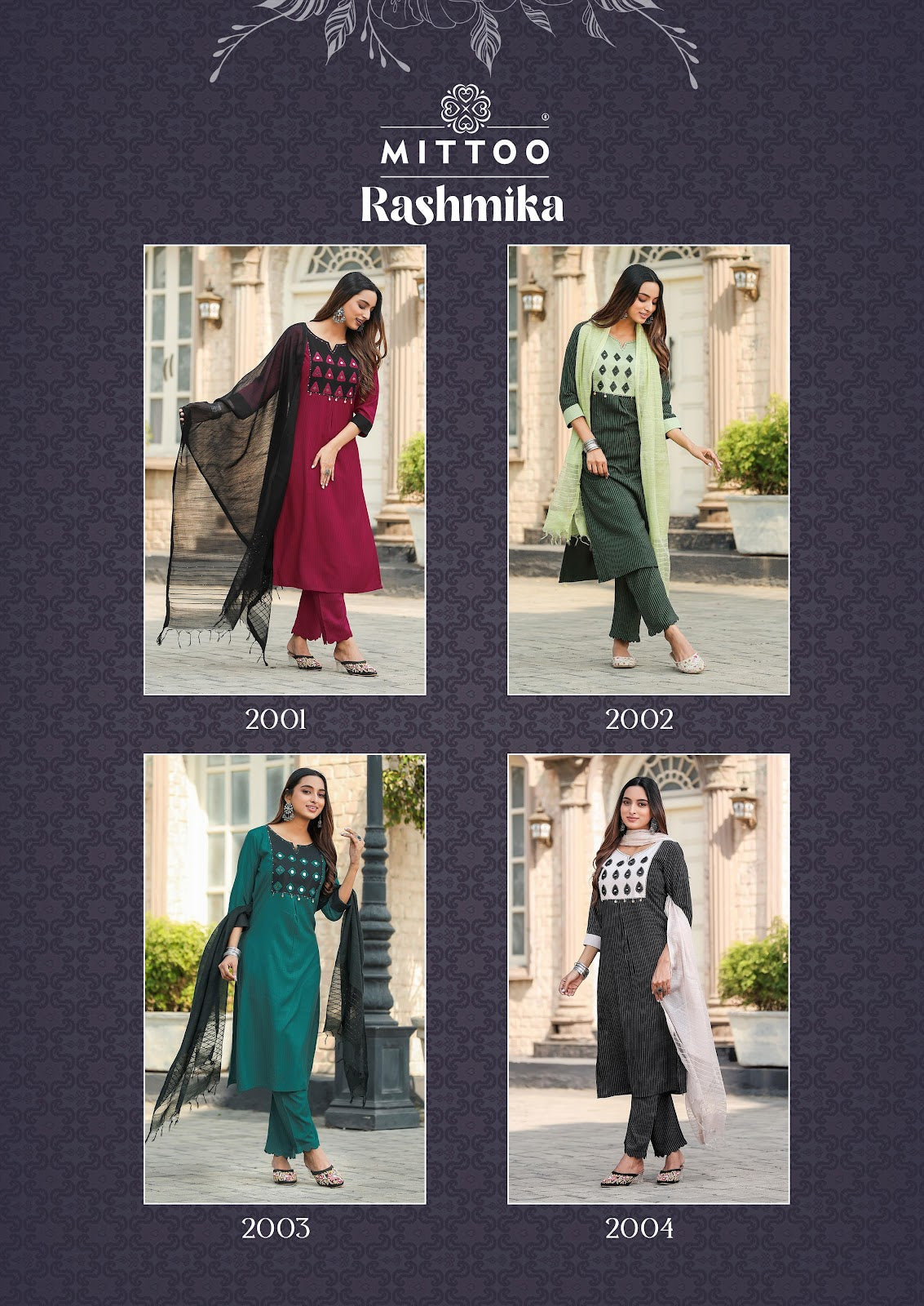 Rashmika Mittoo Rayon Readymade Pant Style Suits Supplier Ahmedabad