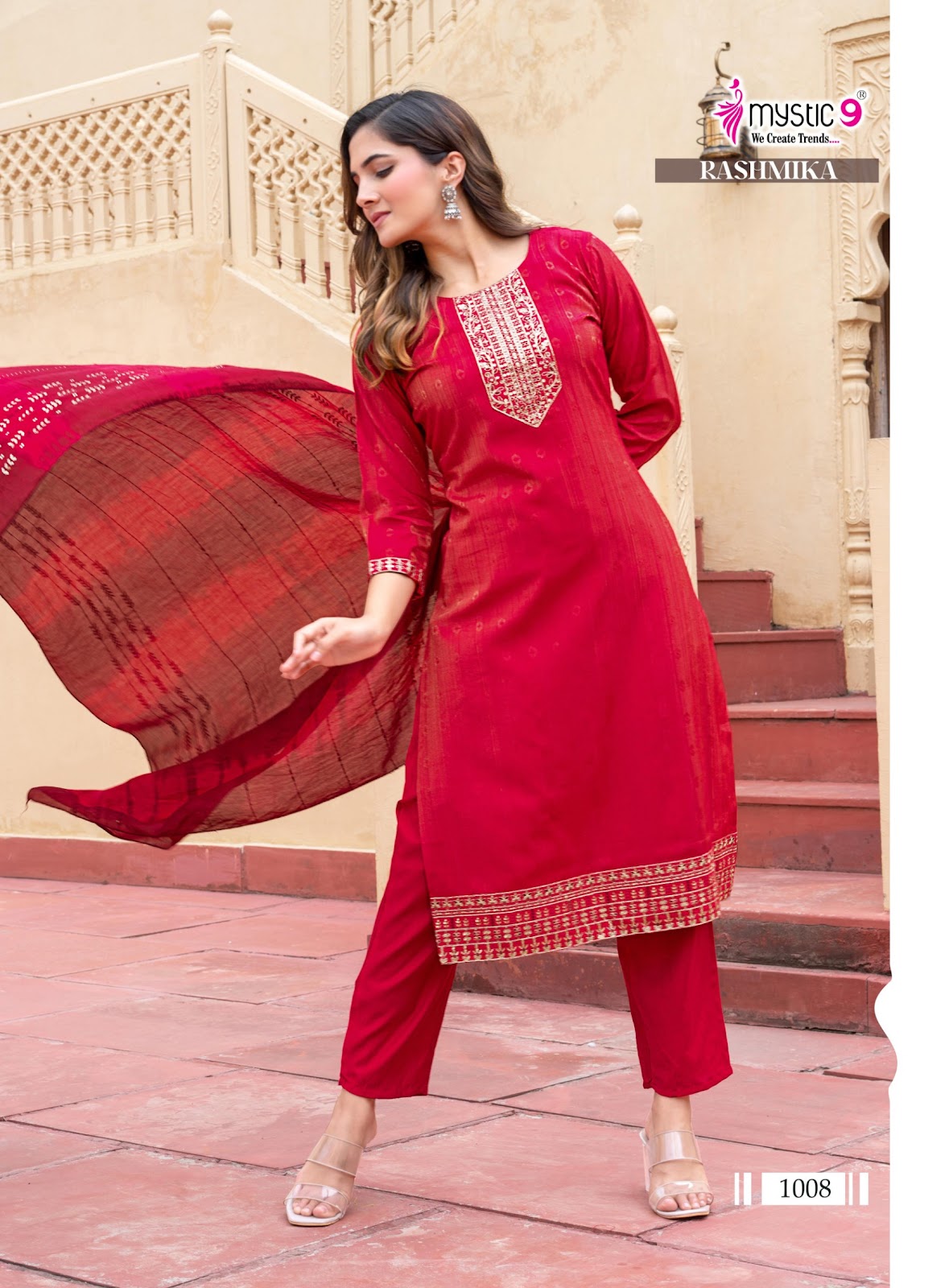 Rashmika Vol 1 Mystic 9 Vertican Readymade Pant Style Suits Supplier