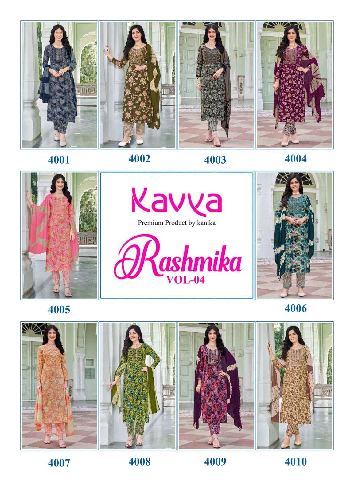 Rashmika Vol 4 Kavya Rayon Foil Readymade Pant Style Suits Manufacturer Gujarat