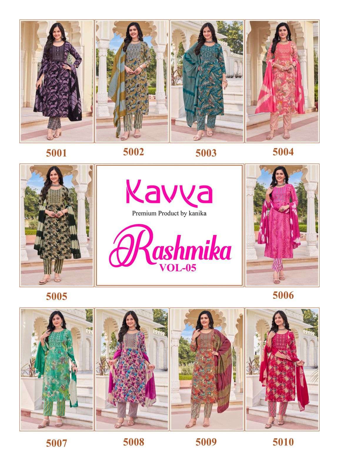 Rashmika Vol 5 Kavya Rayon Foil Readymade Pant Style Suits Supplier Ahmedabad