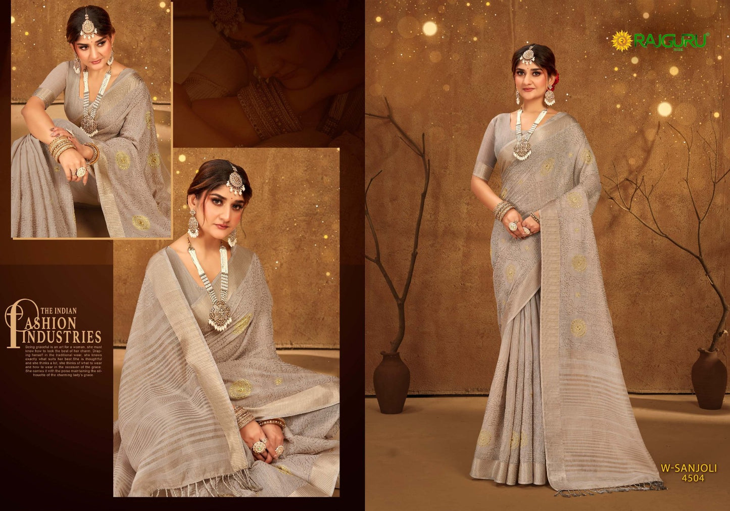 Rathotsav W Sanjloi Rajguru Linen Sarees Wholesaler India