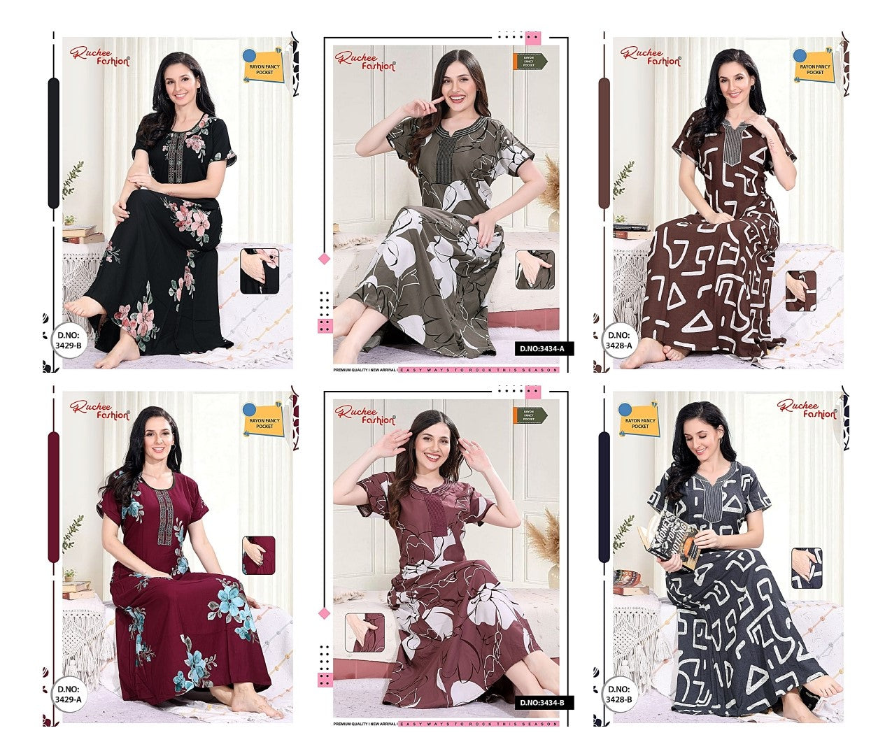Rayon Aline 2025 Ruchee Fashion Night Gowns Wholesaler Gujarat