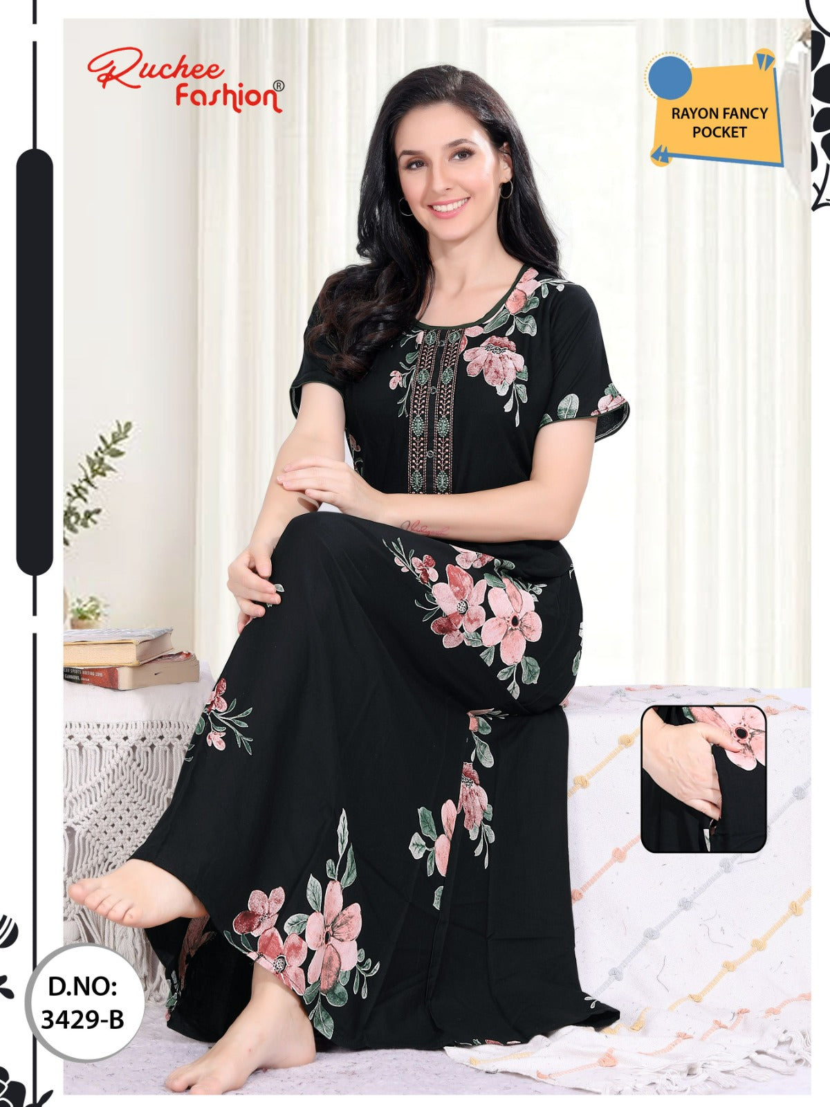 Rayon Aline 2025 Ruchee Fashion Night Gowns Wholesaler Gujarat