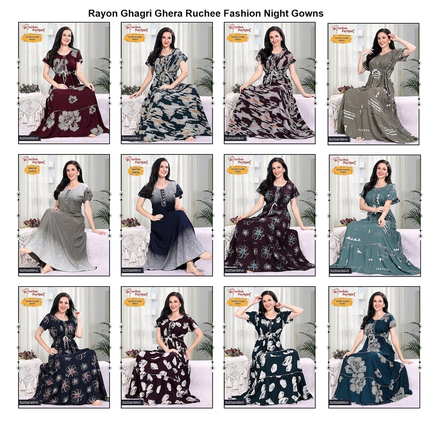 Rayon Ghagri Ghera Ruchee Fashion Night Gowns Manufacturer India
