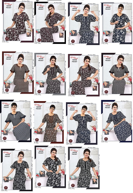 Rayon Pocket 121124 Ruchee Fashion Night Gowns Exporter