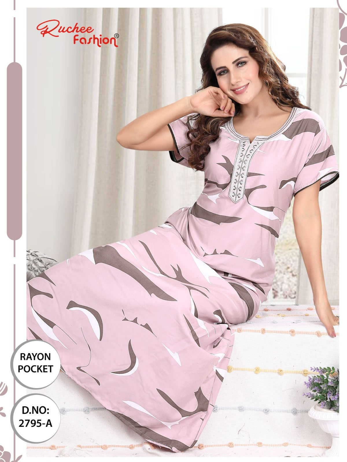 रेयॉन पॉकेट 170325 रुची फैशन नाइट गाउन थोक विक्रेता गुजरात