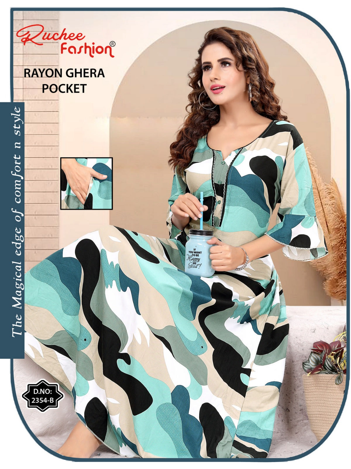 Rayon Pocket 221124 Ruchee Fashion Night Gowns Wholesaler Gujarat