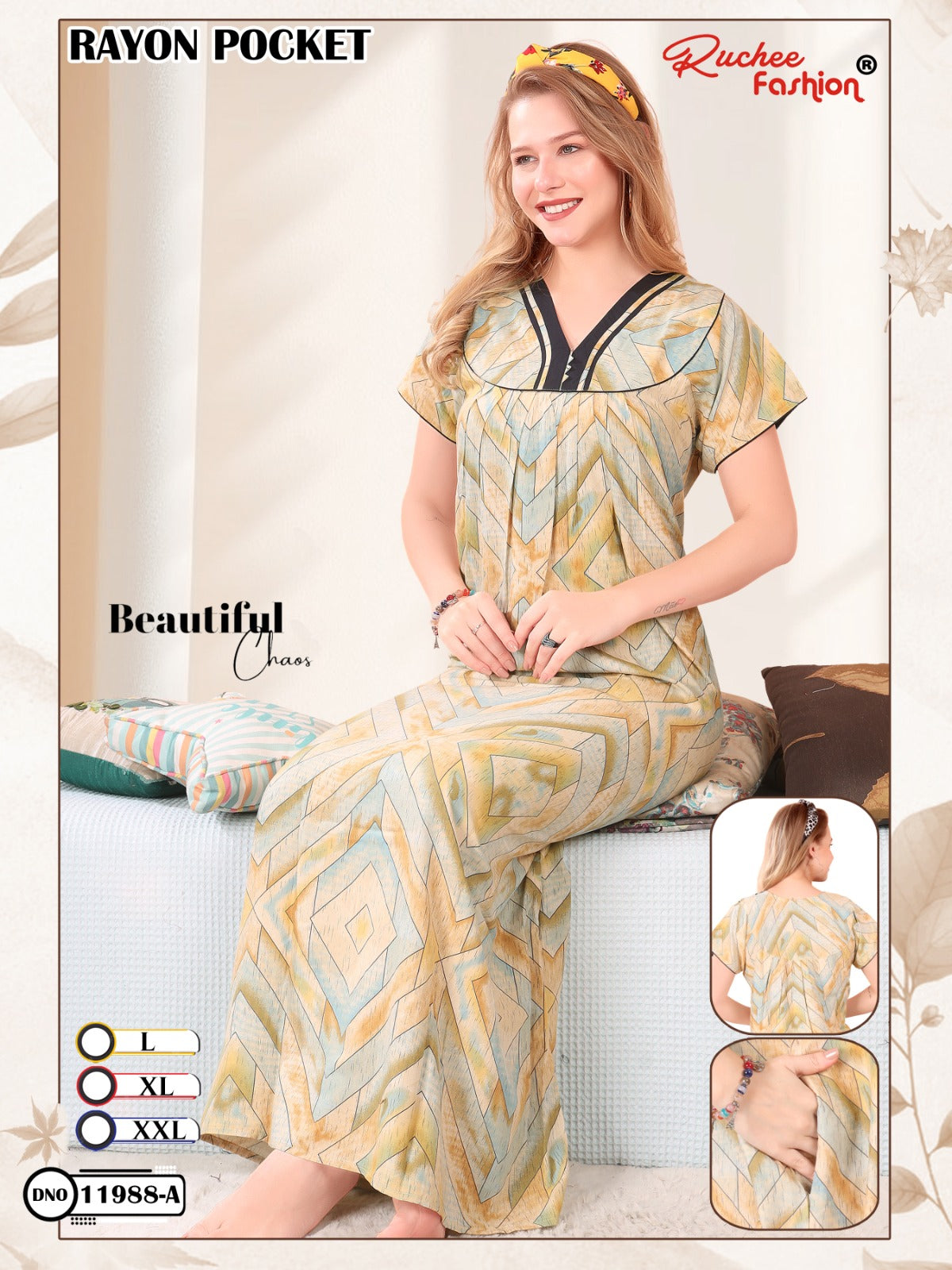 Rayon Pocket 290125 Ruchee Fashion Night Gowns Exporter India