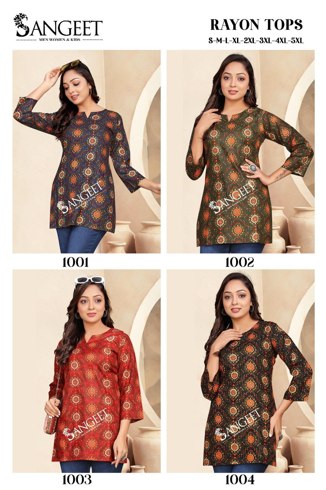 Rayon Tops Sangeet Rayon Short Kurtis Exporter India