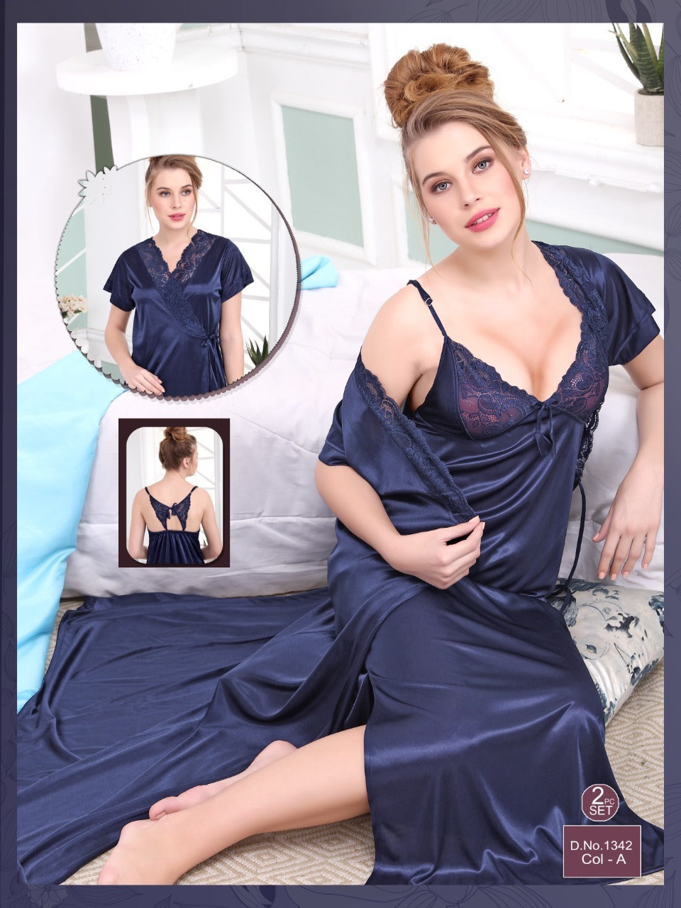 Ready At Store 1342 Belly Satin Night Gowns