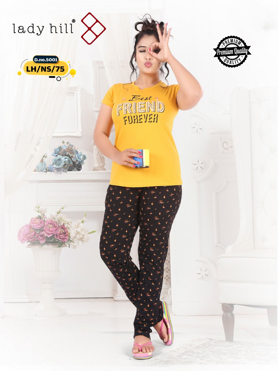 Ready At Store 5001-75 Lady Hill Hosiery Cotton Pyjama Night Suits