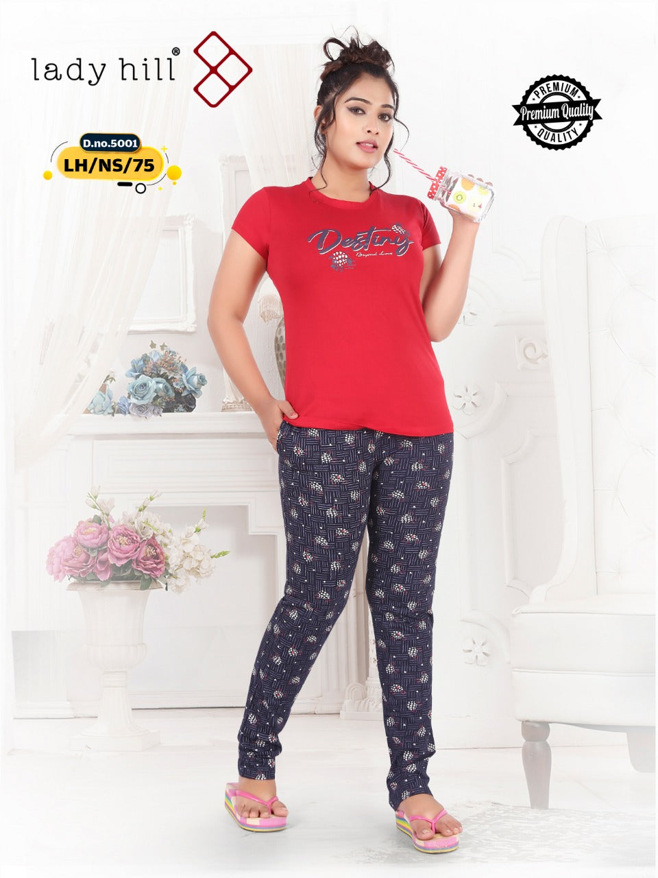 Ready At Store 5001-75 Lady Hill Hosiery Cotton Pyjama Night Suits