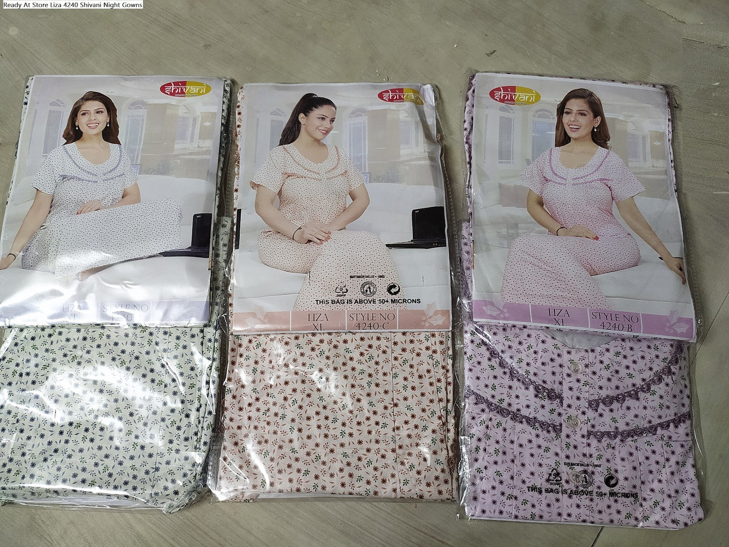 Ready At Store Liza 4240 Shivani Night Gowns Exporter Ahmedabad