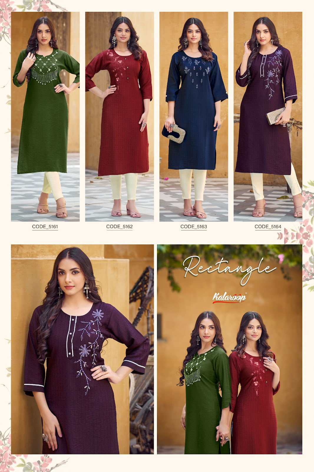 Rectangle Kalaroop Viscose Long Straight Kurti