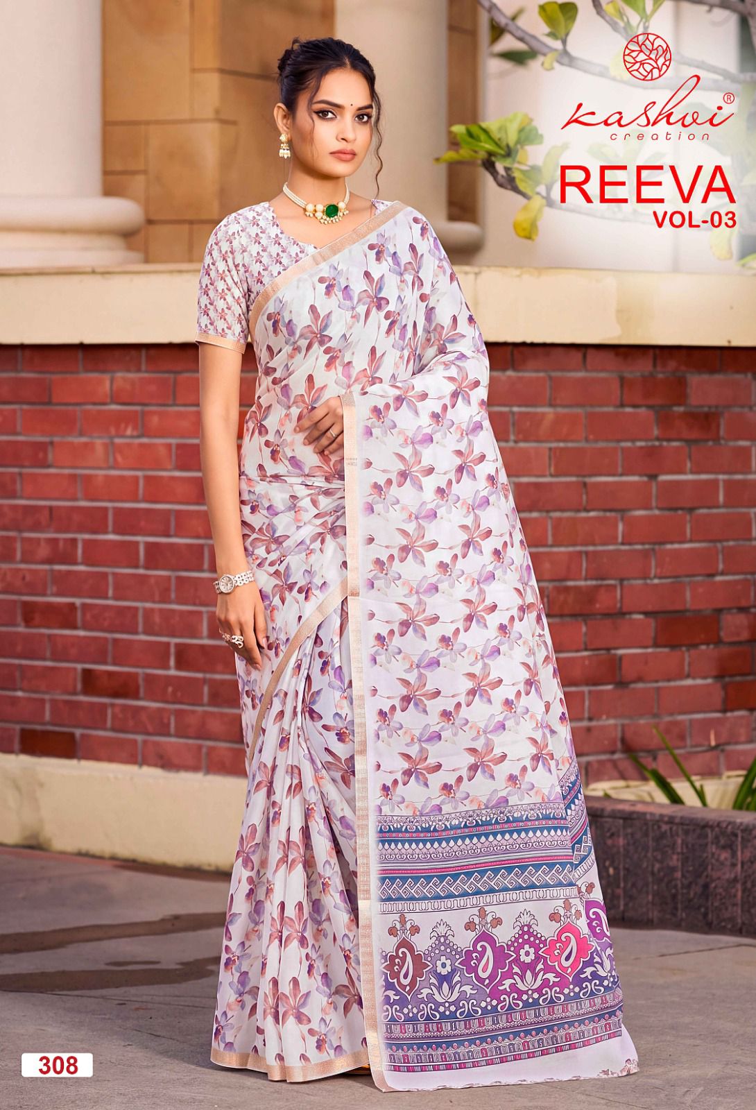 Reeva Vol 3 Kashvi Creation Dull Moss Sarees Wholesale Price