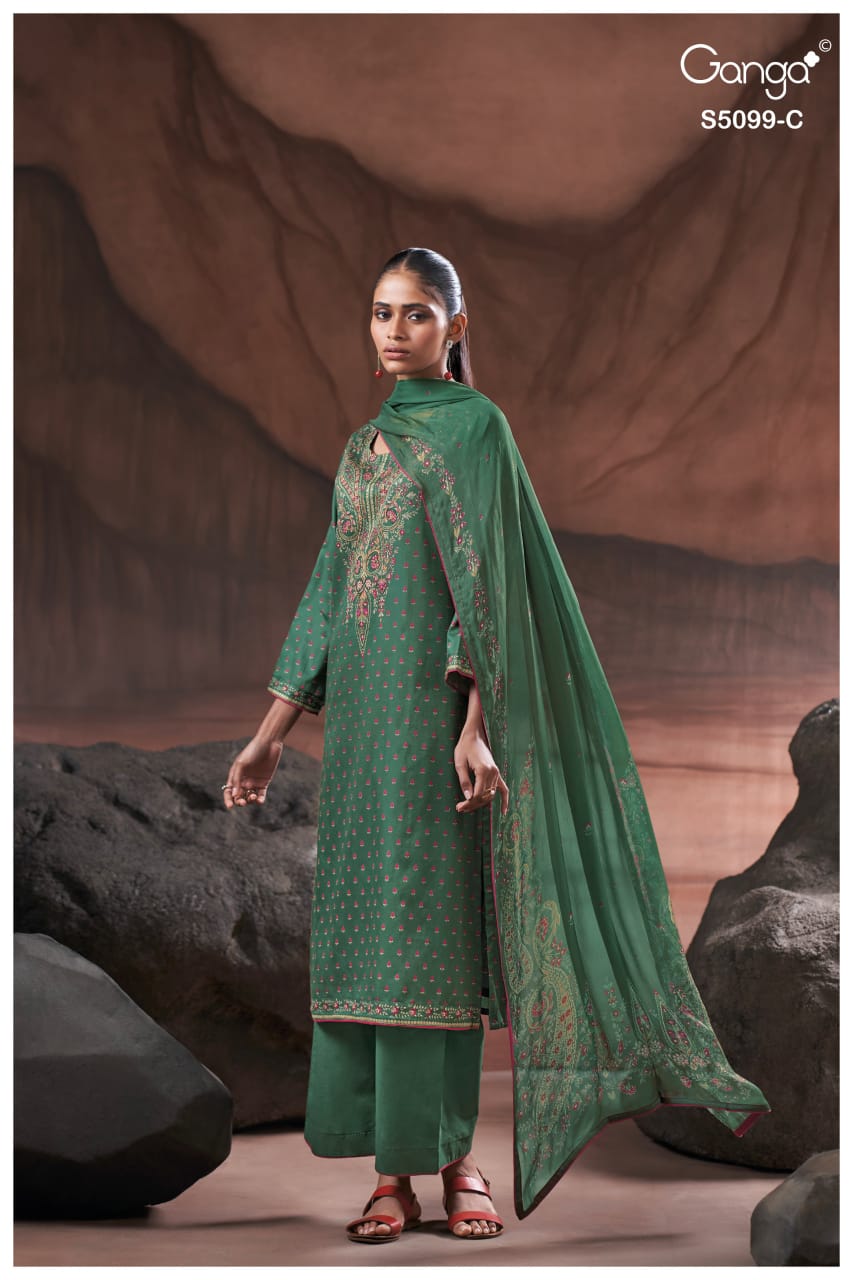 Renaya S5099 Ganga Cotton Satin Plazzo Style Suits Supplier Gujarat