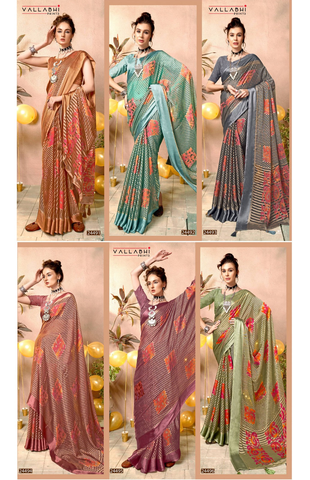 Rency Vallabhi Prints Brasso Sarees Wholesale