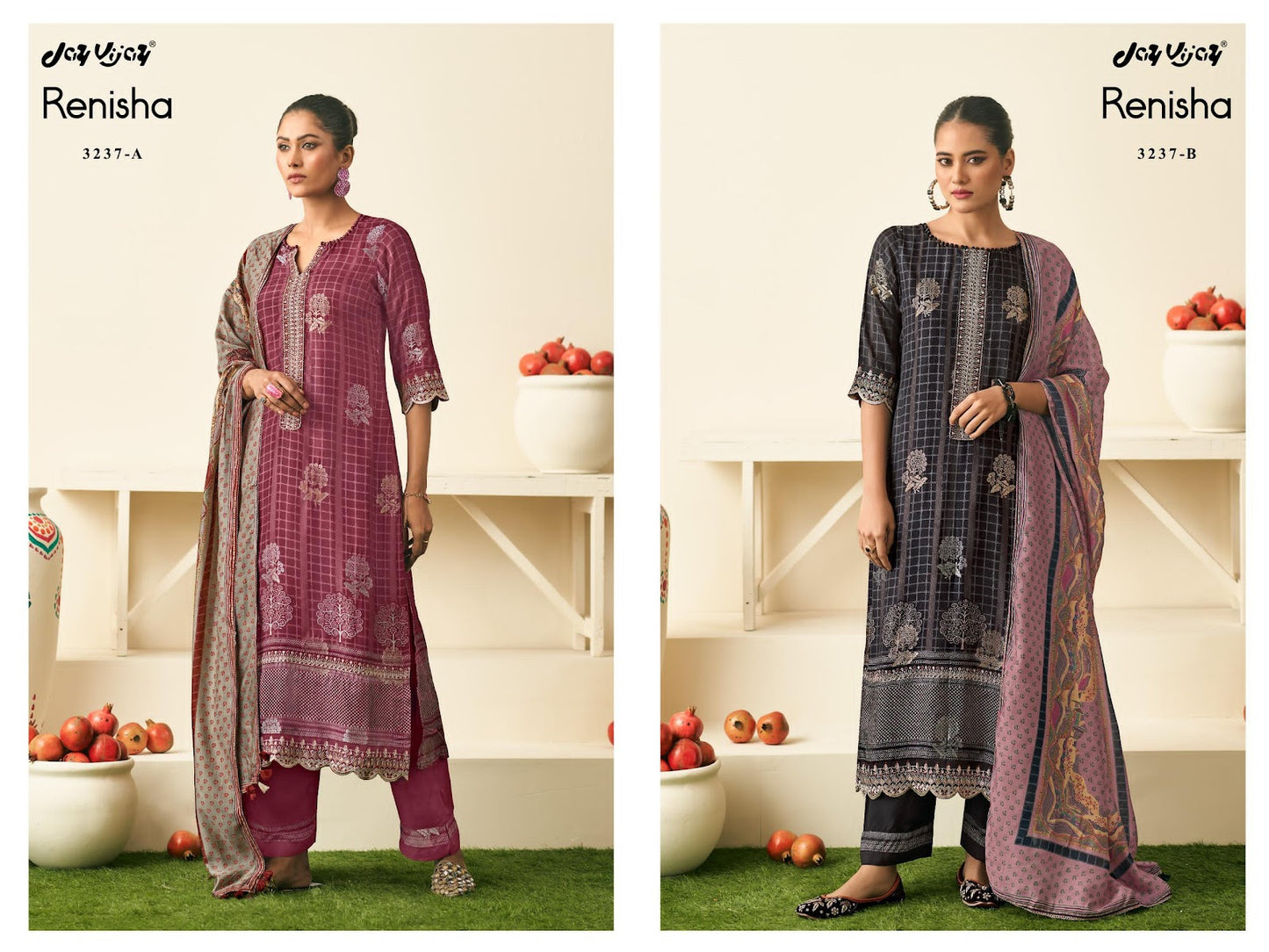 Renisha Jay Vijay Muslin Jacquard Pant Style Suits Manufacturer Ahmedabad